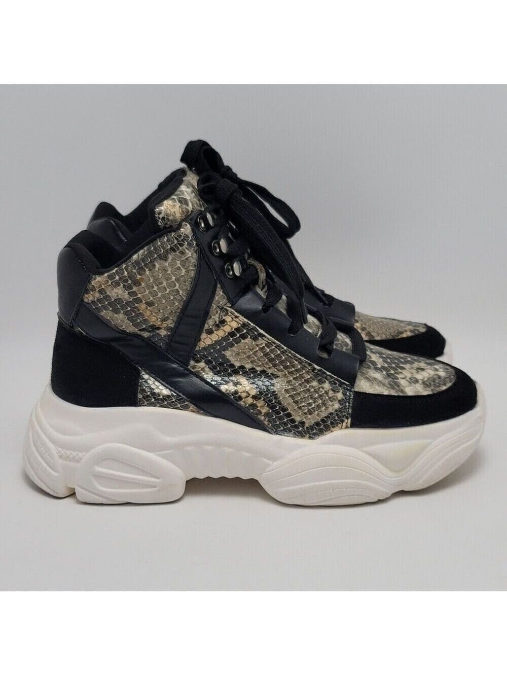 Womens Chunky High Top Snakeskin Hiking Sneakers Jumex Collection Shoes Size 39